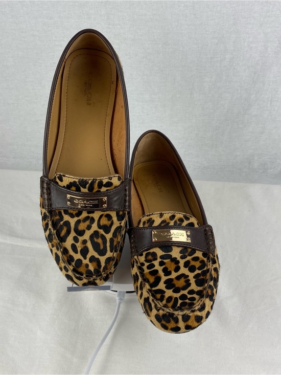 Coach Shoes - Coach Leopard Print Penny Loafers in Brown/Tan with Gold Plaque